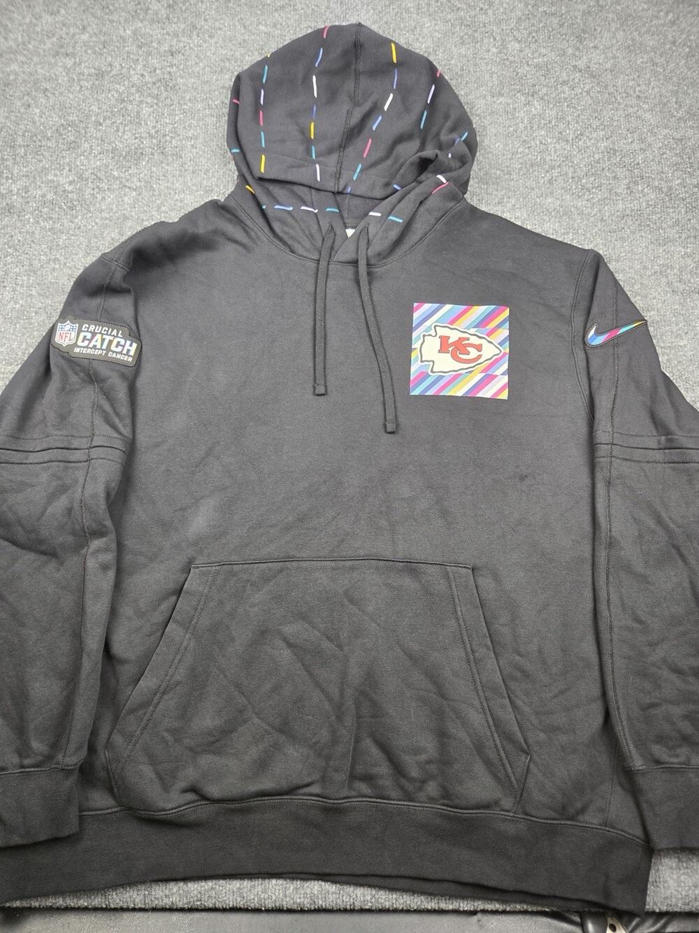 Nike NFL Kansas City Chiefs Crucial Catch Hoodie Black 3XL #1008